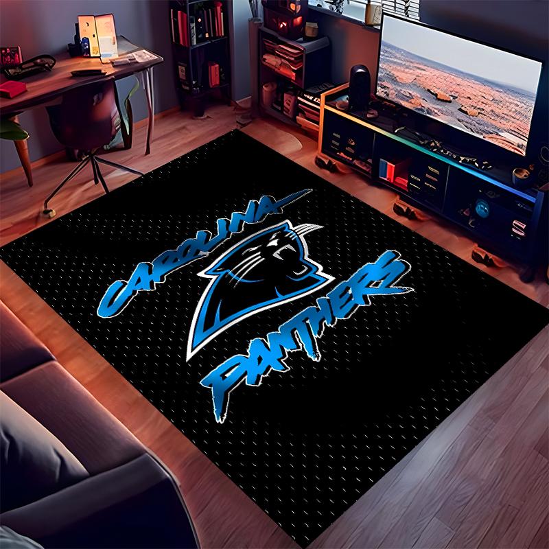 1pc Carolina Panthers Print Area Rug - Soft,Washable Non-Slip Indoor Mat for Office Chairs,Living Room,Home Office Decorative Rug