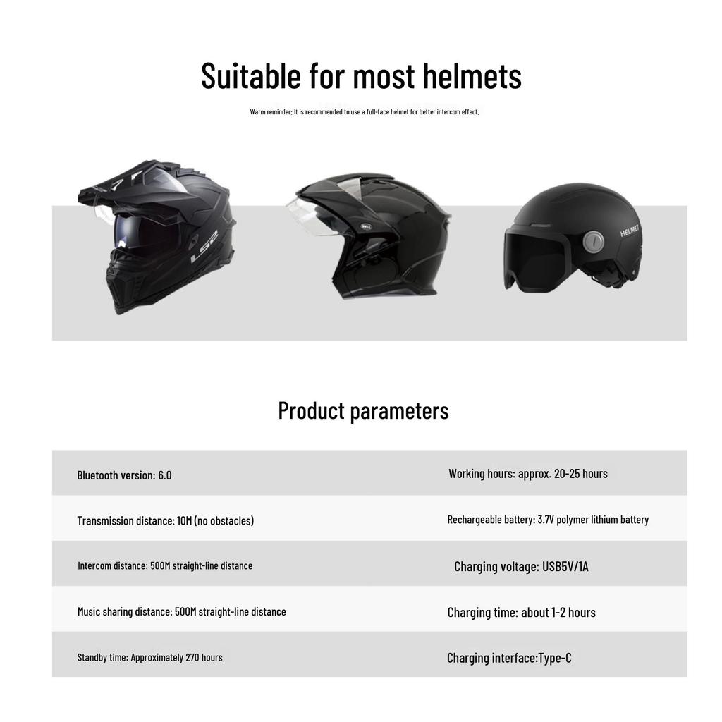 R1 Bluetooth Helmet Earphone: Waterproof, Dustproof, Long Battery Life, Display, Noise-Cancelling for Motorcycles