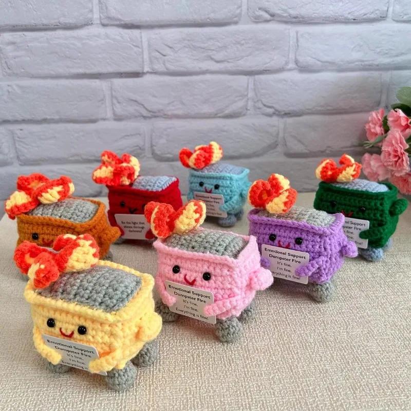 Crochet Dumpster Fire Emotional Support Dumpster Fire Support Coworker Positive Crochet Dumpster Fire Knitting Doll Toy Gifts