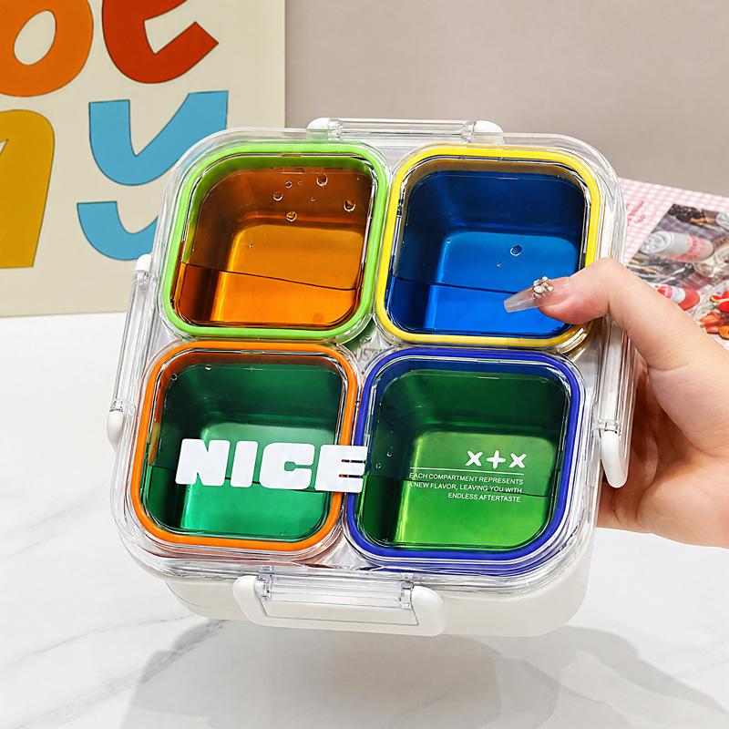 304 Stainless Steel Bento Box 3/4 Grid Leak-Proof Sealed Microwave Safe for Back to School Student Gift Use