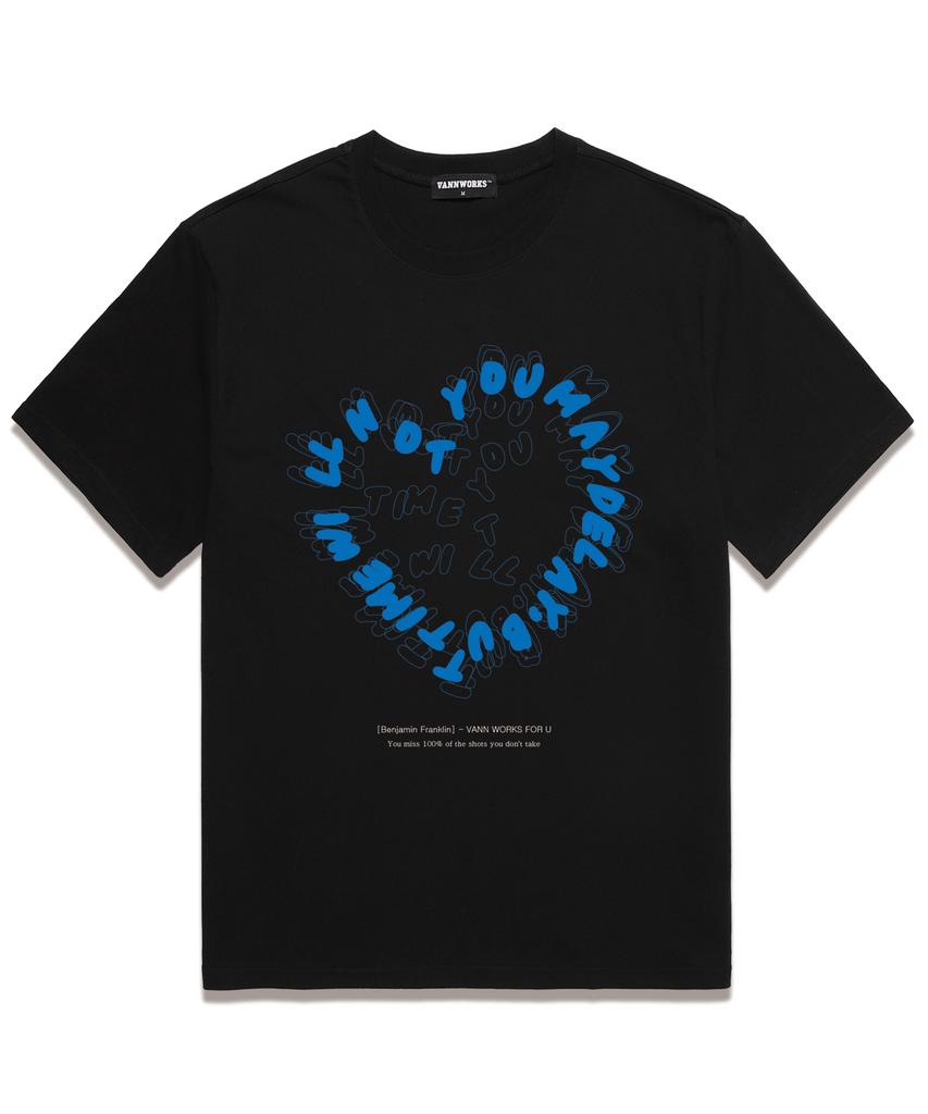 VANNWORKS Heart Typo Oversized Short Sleeve T-Shirt (Vs0110) Black