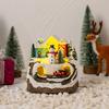 Christmas Igloo Ornaments Church Figurines with Rotating Train LED Lights Music Box Figurines Decorative Holiday Decor Festive Gift