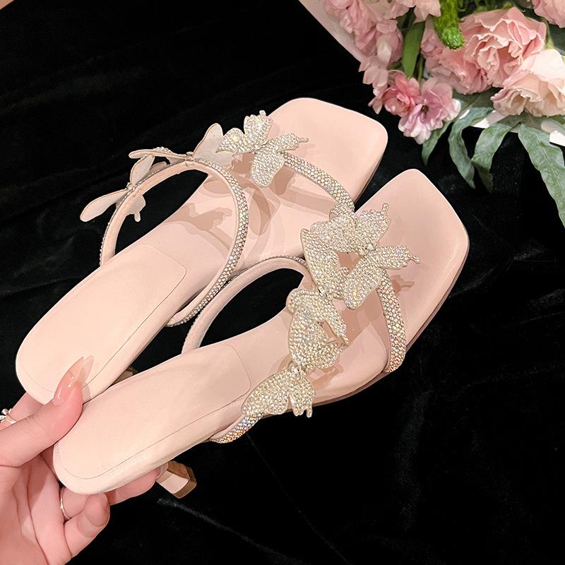 

Сказочный стиль Французские крутые тапочки на высоком каблуке 2025 новый стразы бант с юбкой носить крутые тапочки темперамент женская обувь 39 розовый