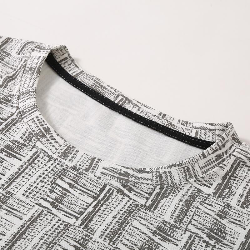 Men's Plus Size Geometric Print T-Shirt, Casual Breathable Crew Neck Tee (5XL-11XL)