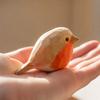 Wooden Bird Figurine Decorative Sculpture Handcrafted Wooden Animal Ornament for Office Living Room Desk Shelf Display