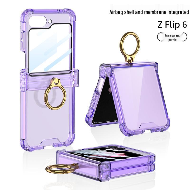 Samsung Galaxy Z Flip 6 Case: Airbag Shaft, All-Inclusive Shell, Transparent Film, Ring Holder