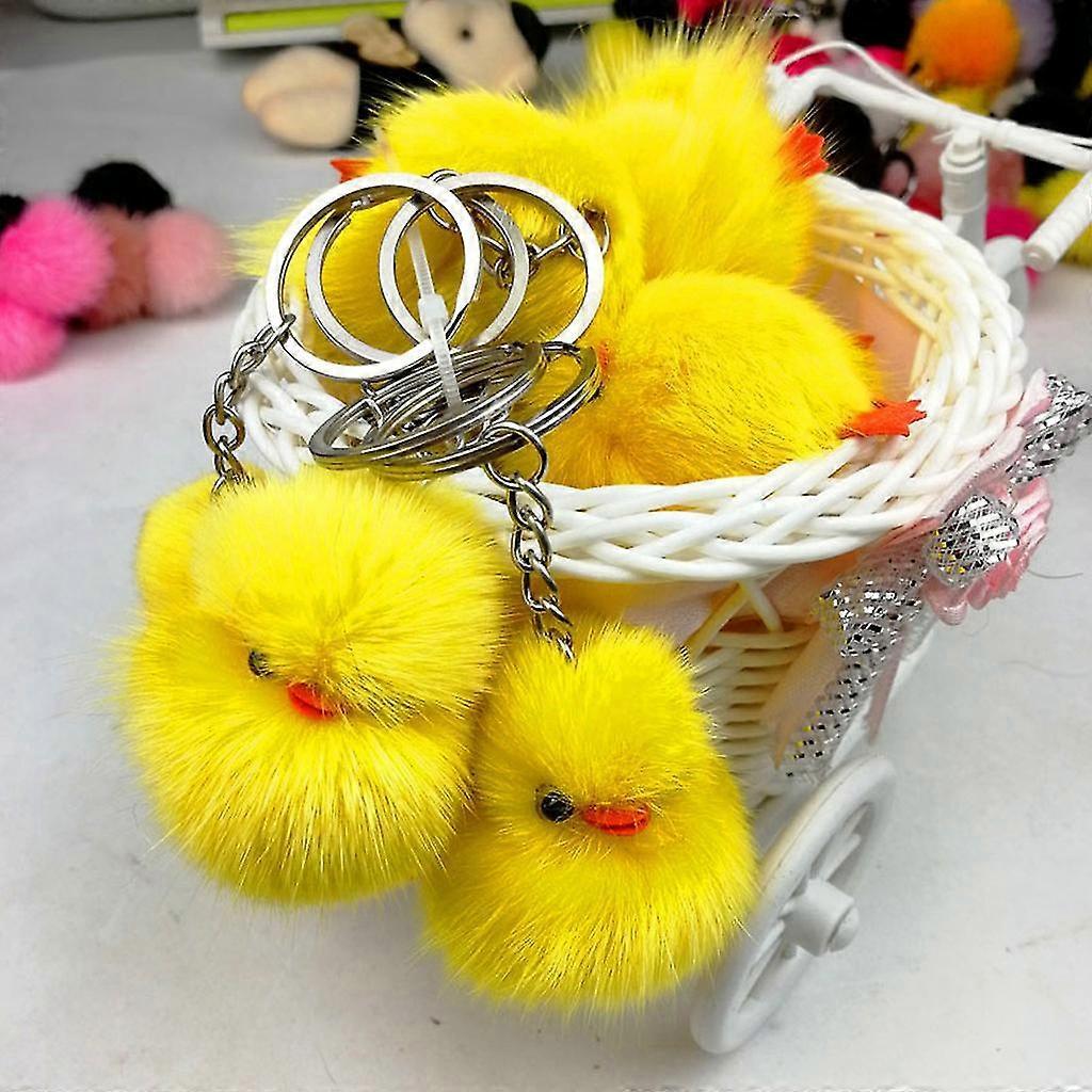 Easter Keyring 5x/set Furry Yellow Duck Keychain Chick For Key Ring Gift For Fri