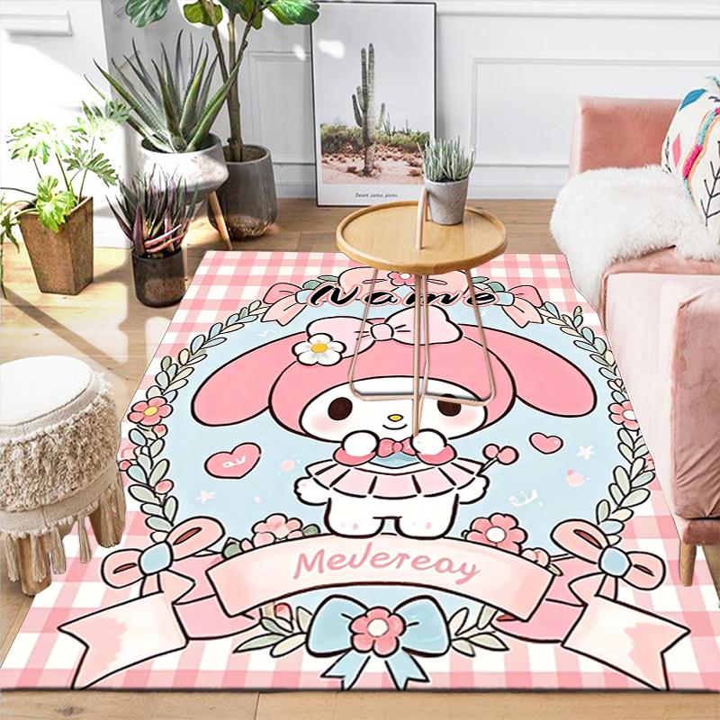 Custom 1Pc Melody Kuromi Flowers Rug Office Carpet Indoor Outdoor Entrance Doormat Nonslip Soft And Comfortable Living Room D2915287