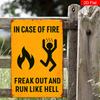 Run Like Hell  Escape Madness Vintage Metal Sign x Inch Yellow Black Flame Design Wall Decor for Home Bar Cafe Man Cave