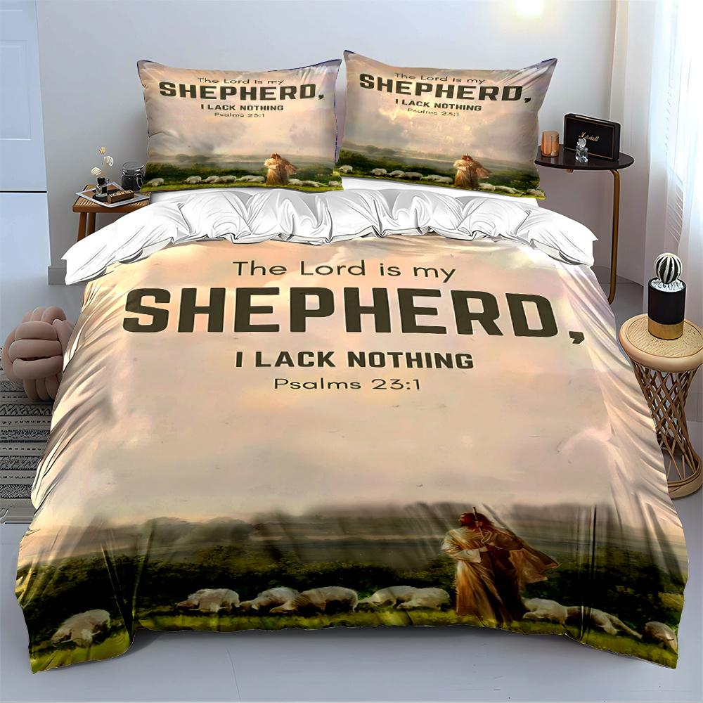 Psalm 23 Shepherd Bedding Set Bedding Set (1 Duvet Cover, 2 Pillowcases, Duvet Not Included)