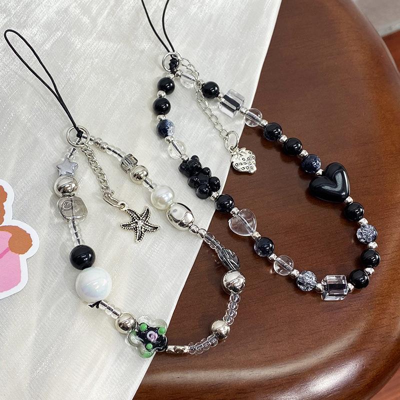 Bear Puppy Beading Mobile Phone Lanyard Wristband Chain Anti-Lost Phone Strap Beads Bag Charm Keychain For Xiaomi For Iphone