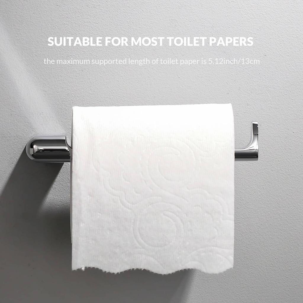 simpletome Wall-Mounted Toilet Paper Holder, Rust-Resistant Stainless Steel with Drilling Installation, Modern Minimalist Design (Chrome Plated)