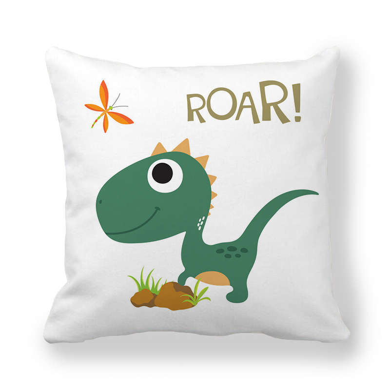 Cute Funny Dinosaurs Cartoon Print Children Pillow Cover Hot Kids Room Decorative Cushion Cover Modern Simple Sofa Throw Pillows