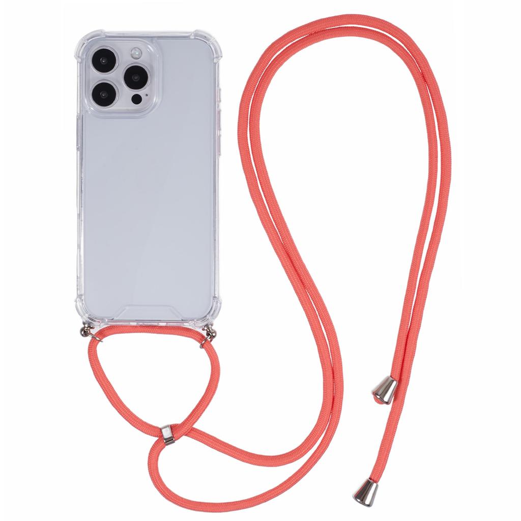 Etui na iPhone 16 Pro Wzmocnione 4 rogi Akrylowe+TPU Pokrowiec na telefon z regulowaną smyczą