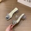 Summer Wear Transparent Crystal Cool Slippers Thick Heels High Heels Women Small Not Tired Feet New