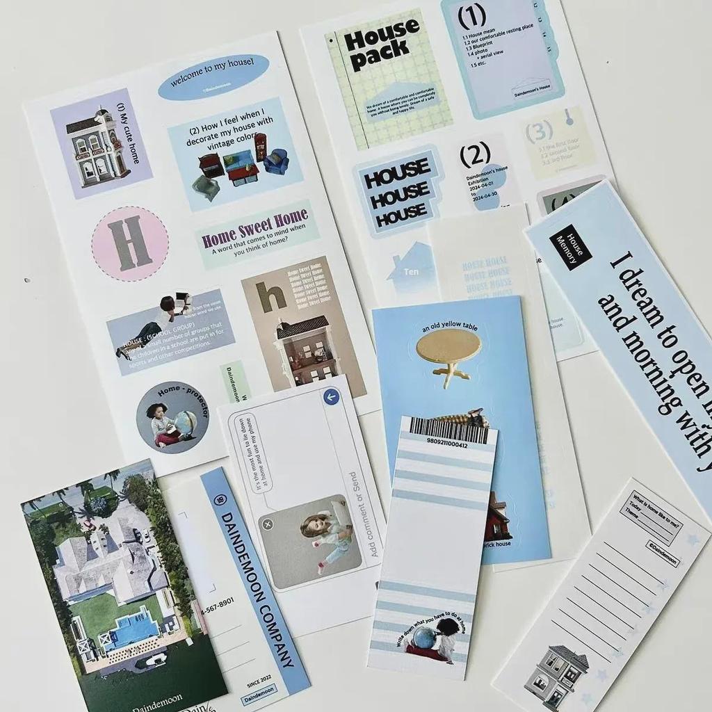 Korean Pink Retro Nordic Style Card Sticker Pack for Handbook Decoration