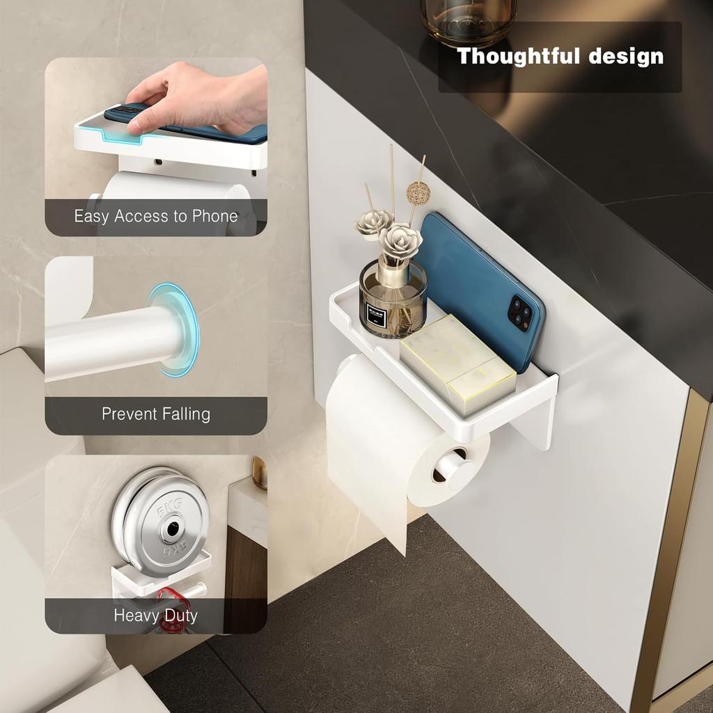 Toilet Paper Holder Wall-mounted Bath Roll Holder With Mobile Phone Shelf Toilet Paper Holder for Bathroom And Kitchen