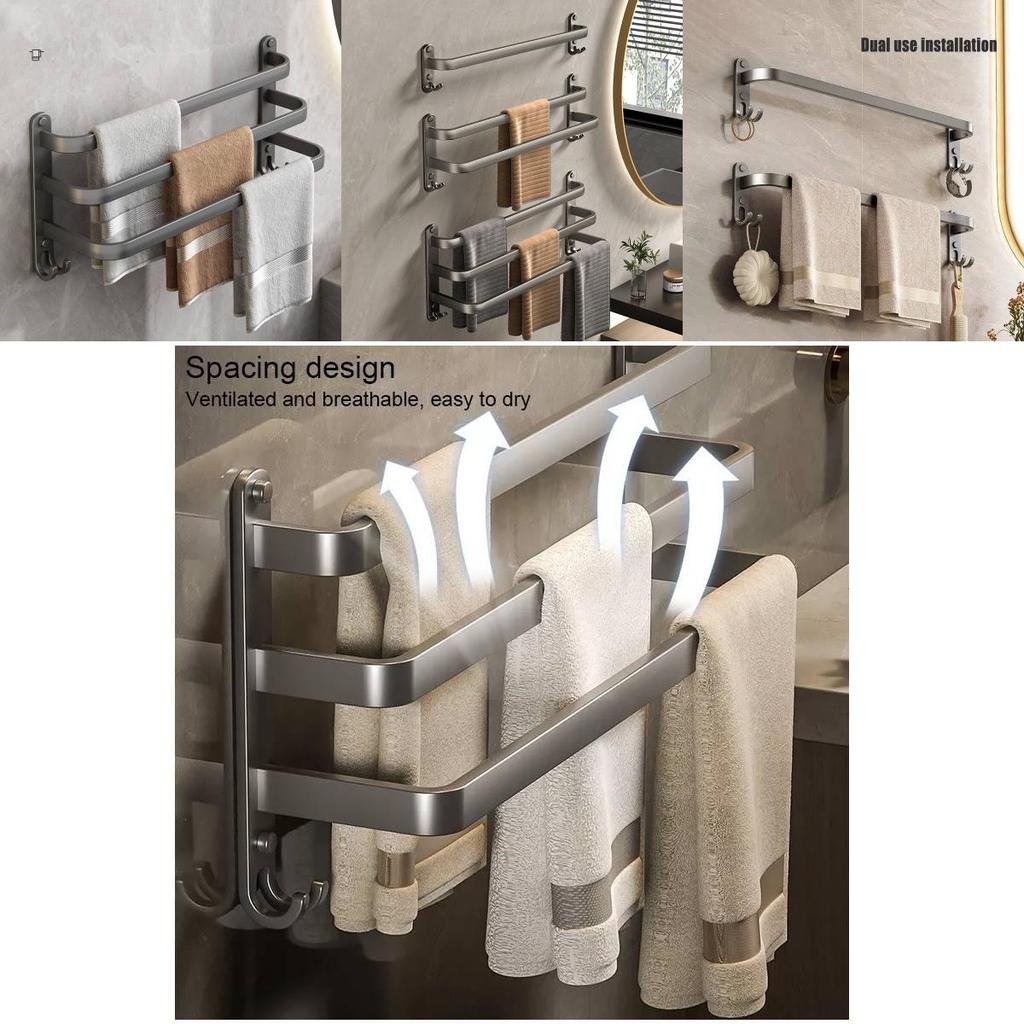 Modern Minimalistischer Cremefarbener Handtuchhalter aus Raumaluminium Mehrschichtiger Badezimmer-Aufbewahrungsorganizer