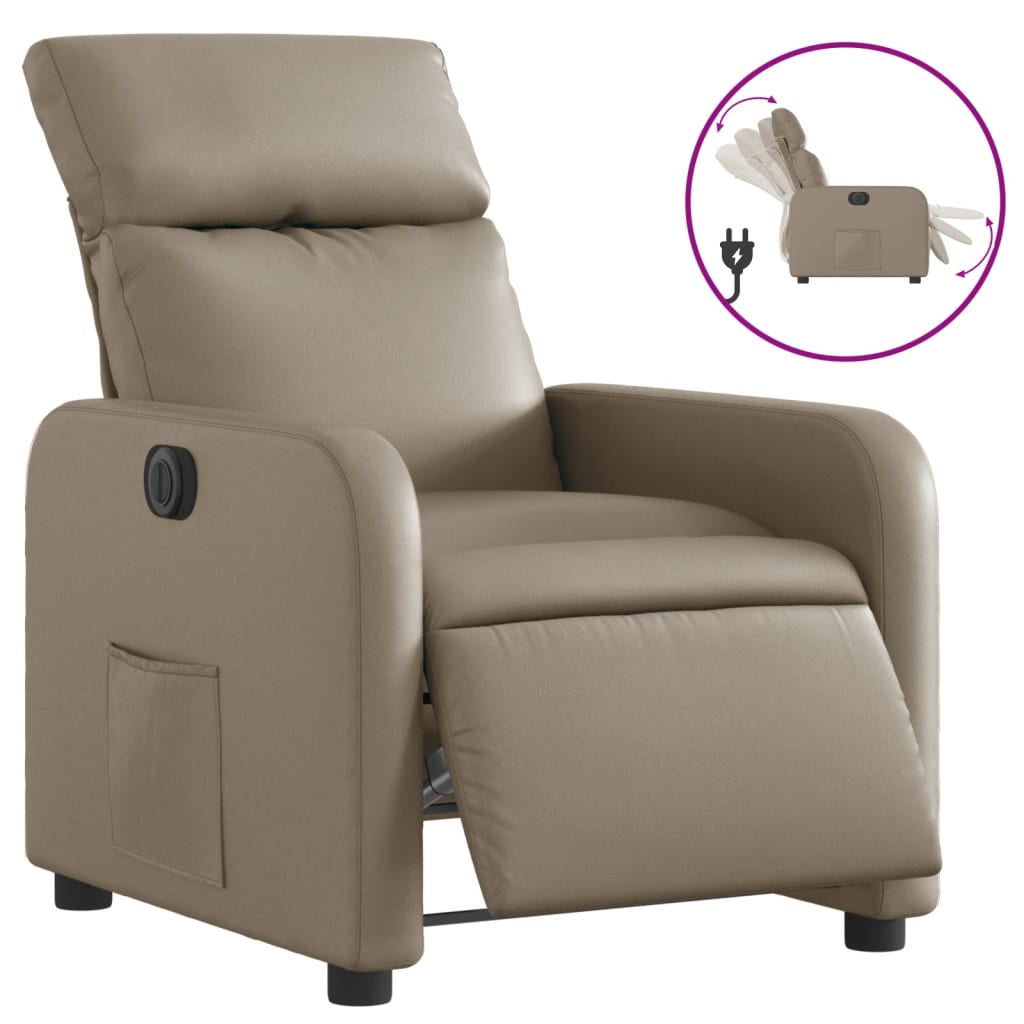 Electric Recliner Chair Cappuccino Brown Faux Leather