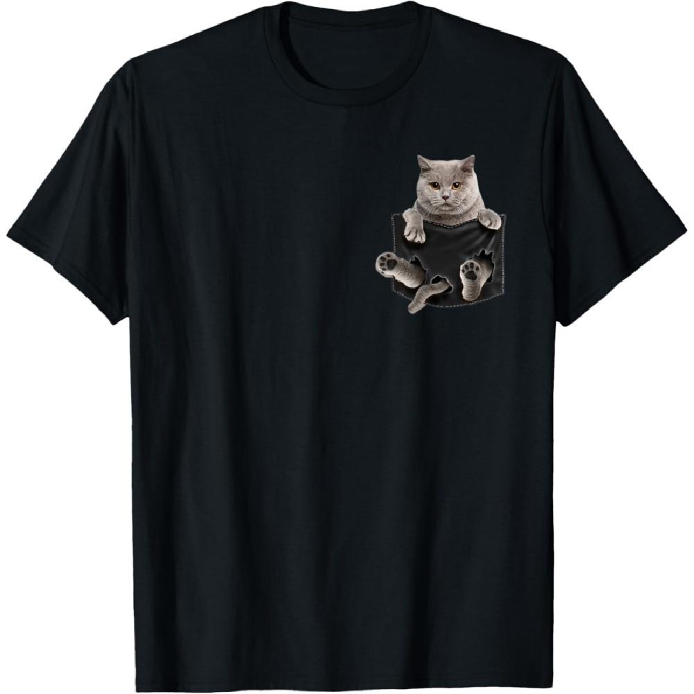 

British Shorthair Cat in Pocket T-Shirt S