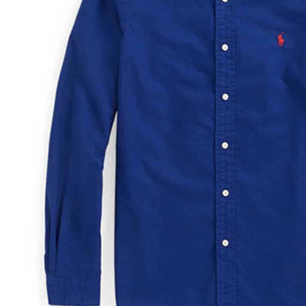 Polo Ralph Lauren FW21 Logo Embroidered Oxford Long Sleeve Shirt Men shirts Blue MNPOWOV16821770-400