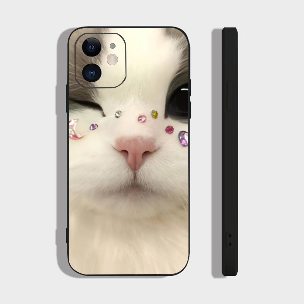 Cute Cat Phone Case For IPhone 17 Air 16 15 14 13 Pro Max 11 12 Black Silicone Cover