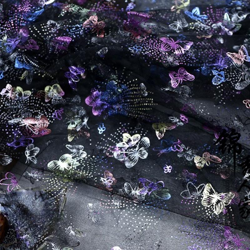 100x150cm Fancy Feather Butterfly Gauze Wedding Dress Shampooy Skirt Gauze Stage Costume Fabric Background Decorative Foil Gauze