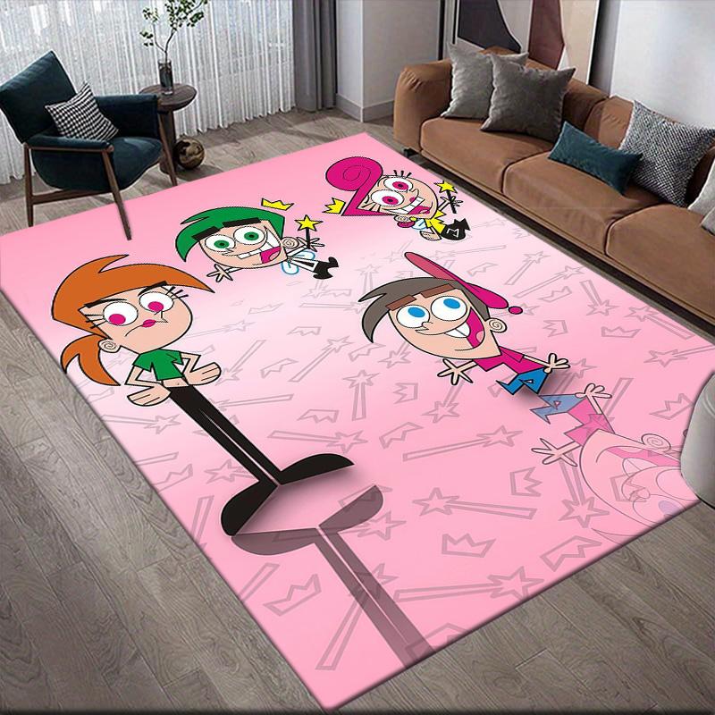 The Fairly OddParents Flannel Pattern Square Carpet,Area Rug,Carpet Rug for Living Room Bedroom Sofa Playroom Decor,Non-slip Floor Mat