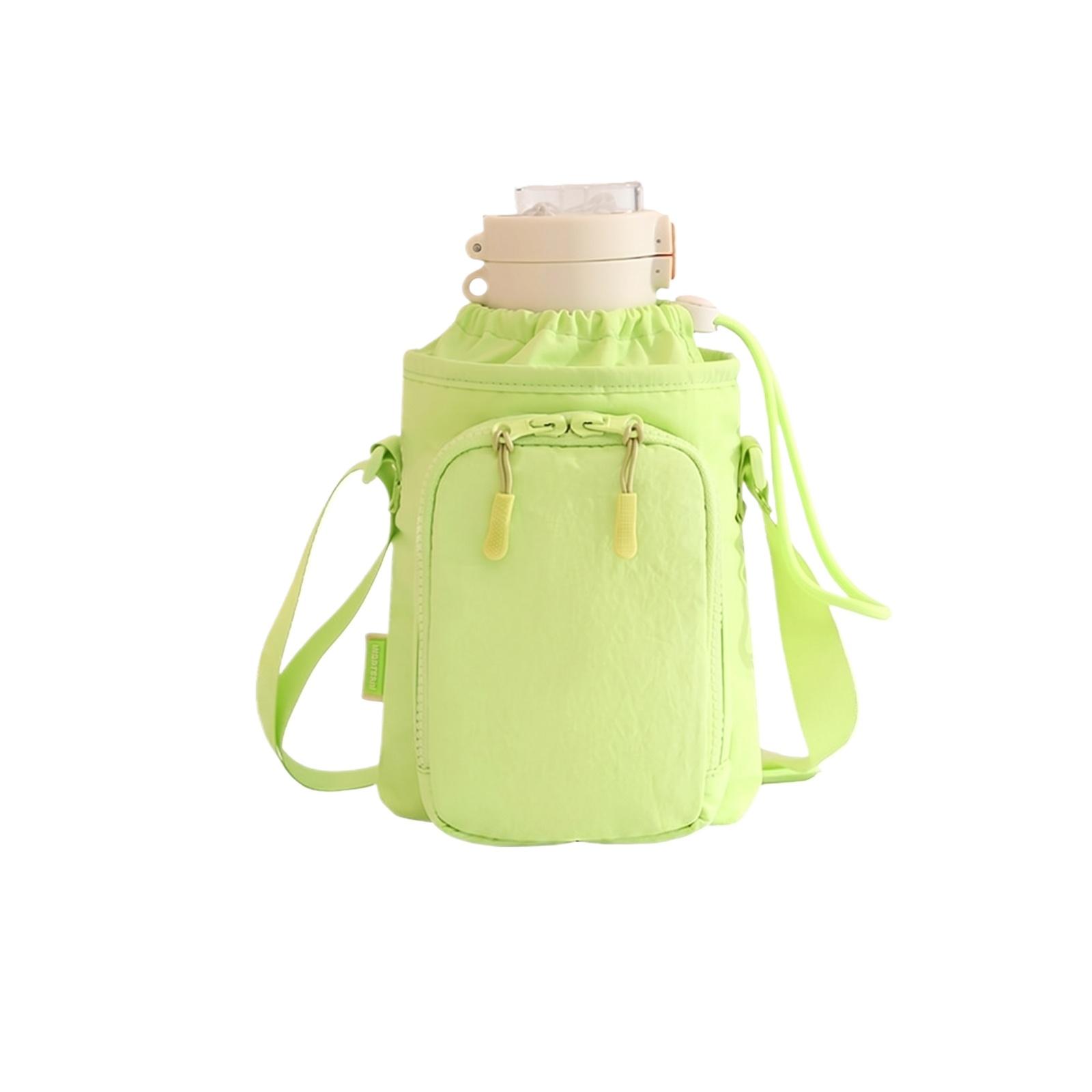 

Outdoor Travel Water Bottle Carrier with Adjustable Shoulder Strap and Front Zipper Pocket for Phone Storage Suitable for Sports and Hiking one size зелёный