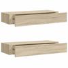 VidaXL Wall-mounted Shelves with Drawers 2 Pcs Oak 60x23.5x10 Cm MDF