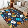 Schoolbags and Stationery Print Carpet for Living Room Bedroom Bedside Sofa Floor Mat Modern Home Decor Area Rug Kids Room