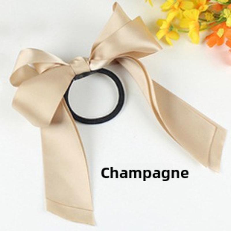 Sweet Beauty Satin Double-layer Bow Elastic Rubber Band Tied Thick Leather Hair Accessory Fashionable and Versatile