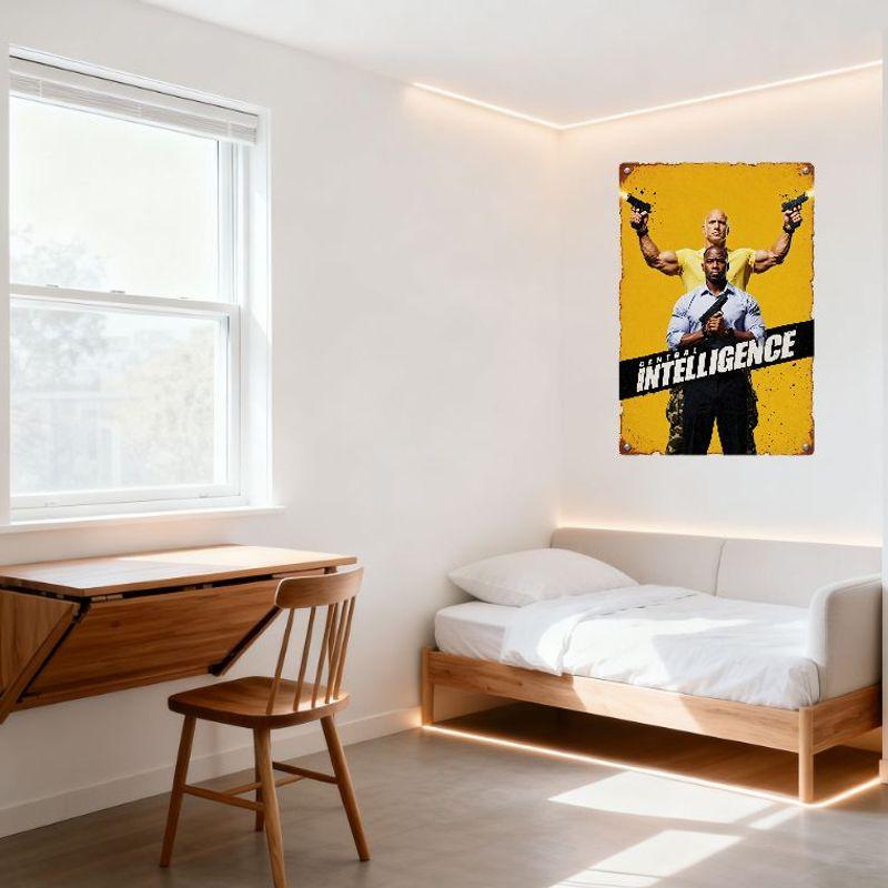 Central Intelligence Movie Poster Metal Tin Sign Custom Vintage Action Comedy Gritty Retro Wall Plaque for Home Office Man Cave