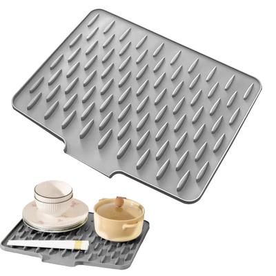 Alfombrilla de Drenaje de Silicona Alfombrilla Gruesa para Secar Platos con Drenaje Resistente al Calor Antideslizante Almohadilla de Secado para Fregadero de Bar para Encimeras
