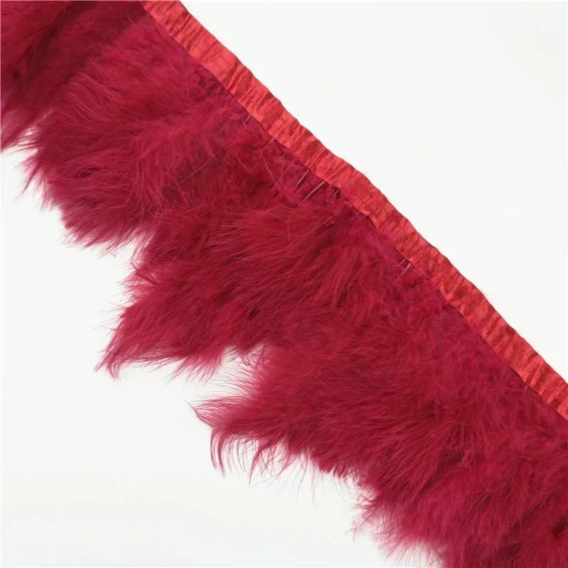2 Mètres Bordure de Plumes de Marabout Moelleuses Bords Frange 6-8" Plumes de Dinde Blanches Noires Décor Vêtements sur Bande Artisanat Ruban Décoration