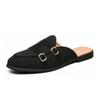 Canvas Leather Shoes Men Casual Handmade Muller Loafers Men Slip On Flats Driving Dress Shoes Half Slippers 38-47