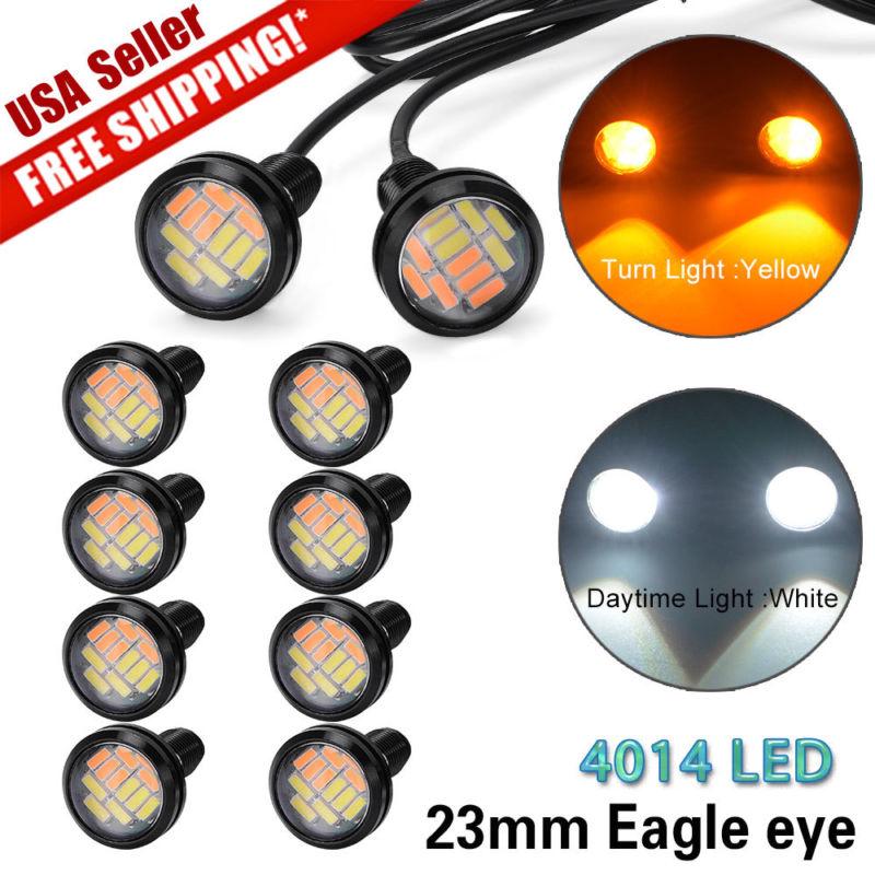 10pcs LED Eagle Eye Light Dual Color White Amber DRLTurn Signal Lights Lamps
