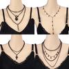 Geometric Multilayer Chain Necklace With Cross Pendant For Fashionable Unisex Wear