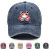 Crab Print Adjustable Sun Hat, Animal Sports Hat Sporting Vintage-Inspired Breathable Slouchy Snapback Baseball Cap