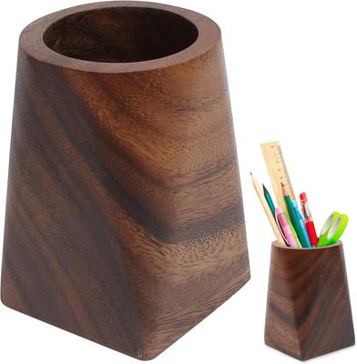 Desktop Storage Wooden Pen HoldersWalnut Large Capacity Pen Holder Box Multifunctional Wooden Pencil Organizer Container Office