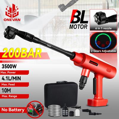 Pistolet Laveur de Voiture Haute Pression Sans Balais 6 en 1 3500W 200Bar Sans Fil Nettoyeur d'Eau Outils Électriques pour Batterie Makita 18V Broche