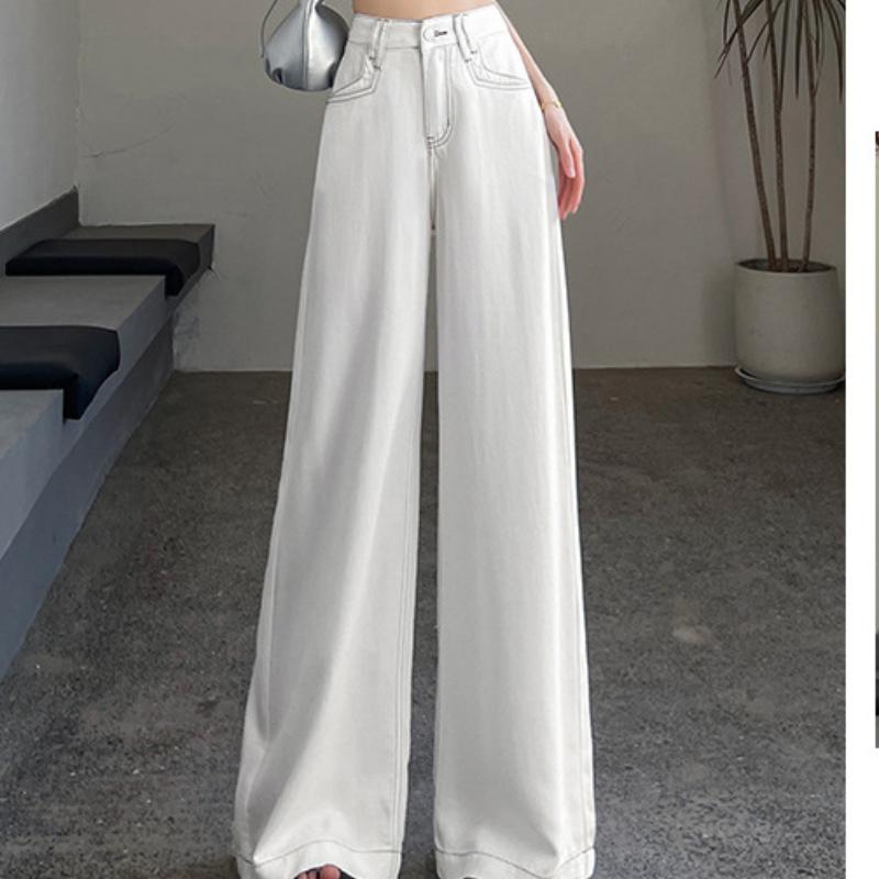 

Джинсы широкие для женщин на лето тонкие с высокой талией, стройнящие, свободные, драпирующиеся, прямые брюки XXL