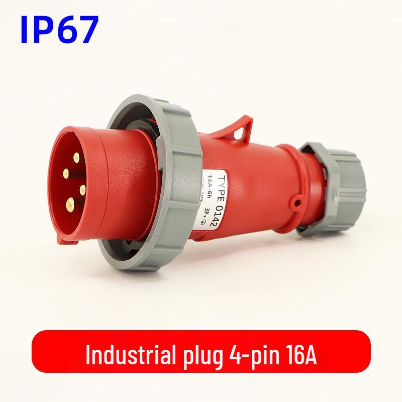 Waterproof 3-core 4-pin 5-hole Male-Female Aviation Plug Socket, Three-Phase Electrical Connector, 16A/32A, IP67.