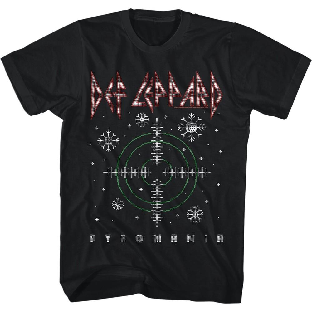 Def Leppard Mens T-Shirt New Merry Pyromania 100% Black Cotton SM5XL Unisex T-Shirt M