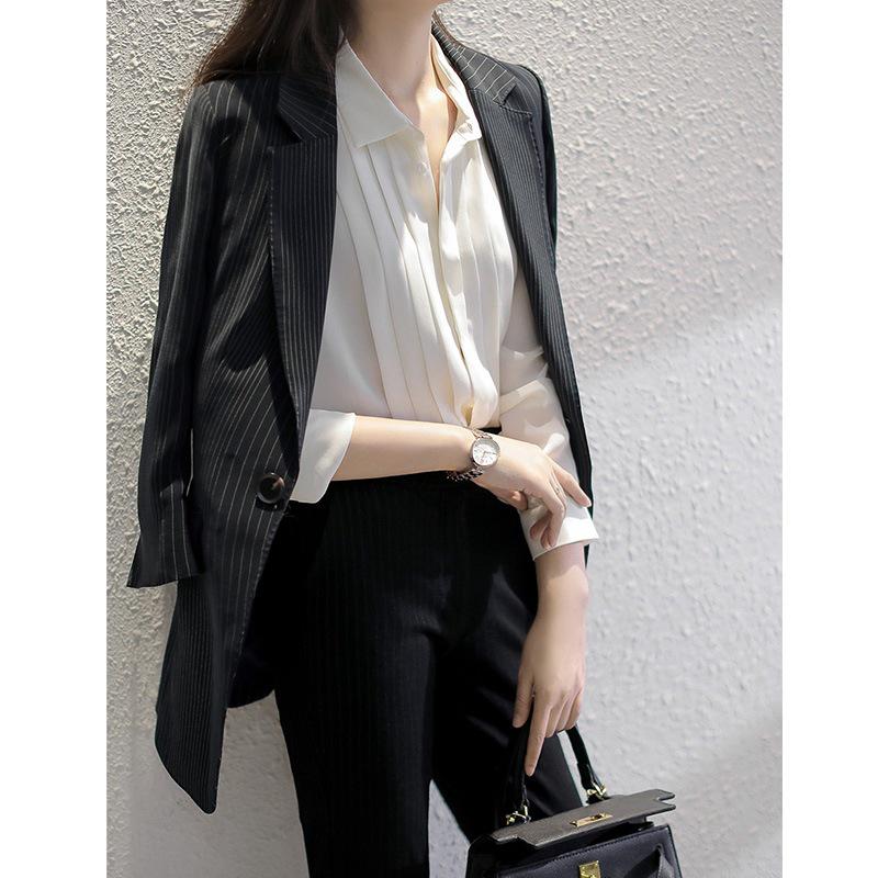 

Топ с длинным рукавом в французском стиле для женщин на весну/осень - Элегантный и изящный M белый