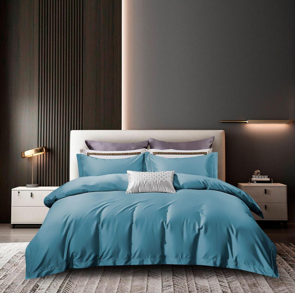 50S Pure Cotton Sateen Solid Color Brocade Fabric Duvet Cover & Bed Sheet Hotel Collection