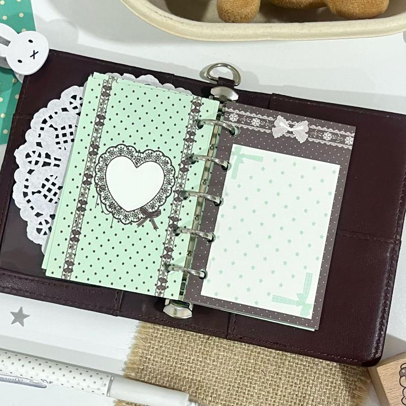 Æstetisk 6-huls ringbind påfyldningspapir 60 ark 6 designs M5 løse ark planlæggerindsats Pink Brun Journal sider