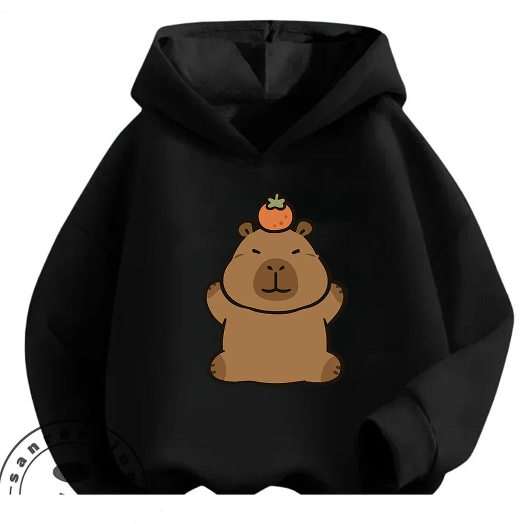 Loose Comfy Spring Autumn Hoodie Capybara Trendy Animal Motif Casual All Match Streetwear For Kids