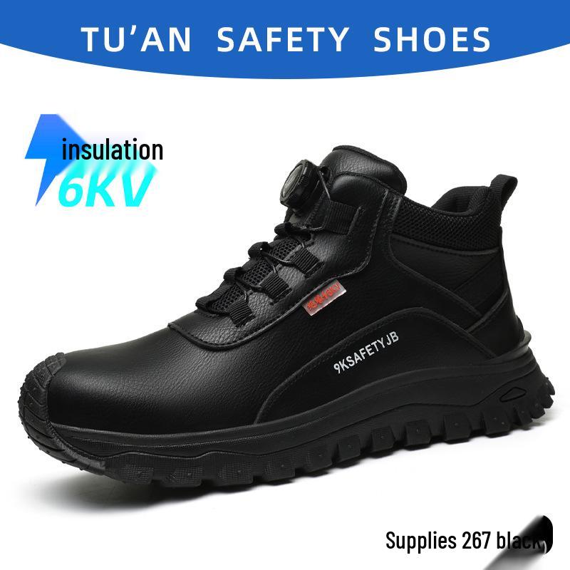 

European & American 6KV Insulated Anti-Smash, Anti-Puncture Safety Shoes – Lightweight, Comfortable, Wear-Resistant Microfiber Leather Work Shoes