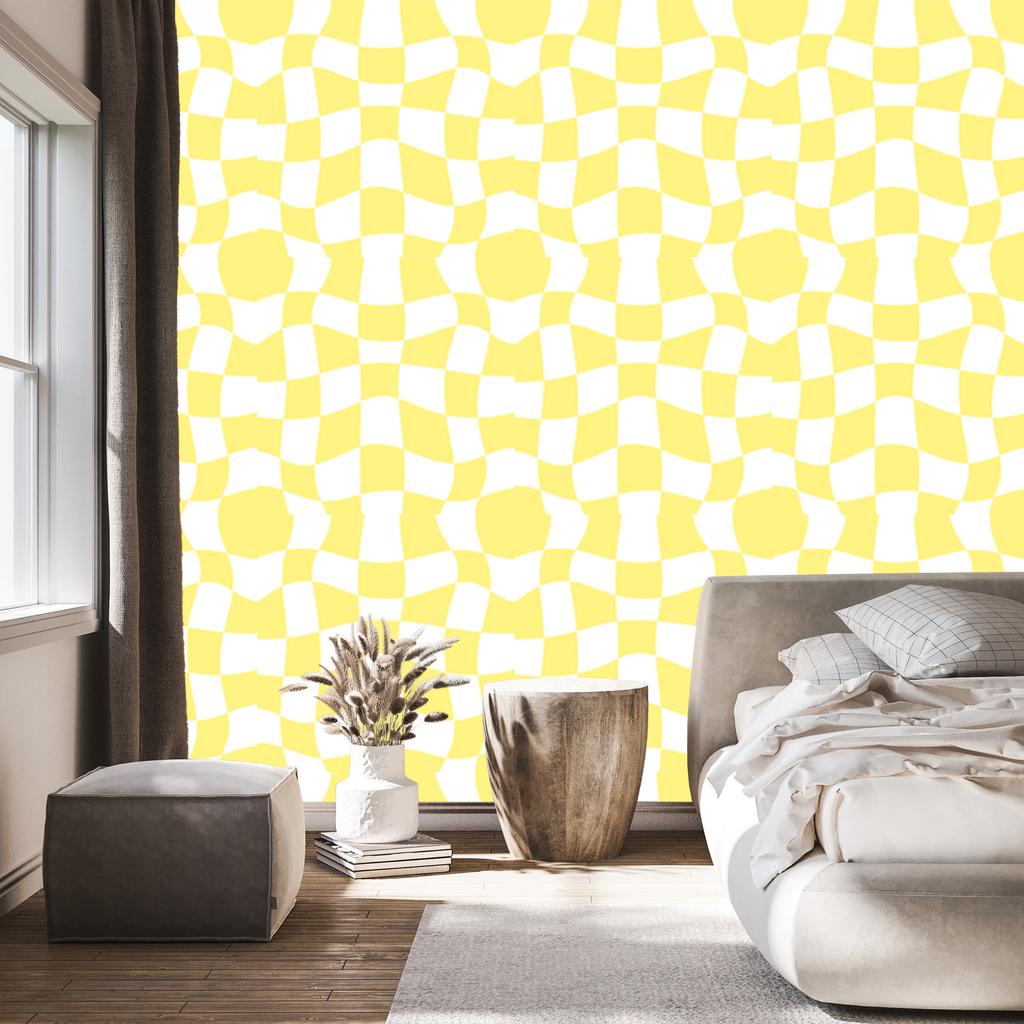 Casual Checkerboard Cream Wallpaper for Living Room and Bedroom 50x1000